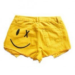 Smiley Face Denim Shorts