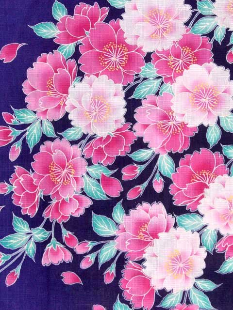 LENA FUJII Cherry Blossom Dark Blue Yukata Set