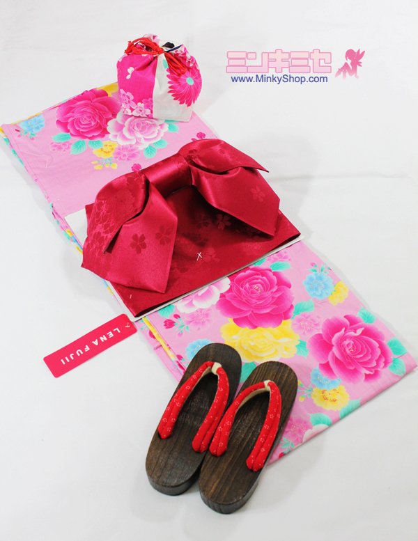 LENA FUJII Rose Pink Yukata Set