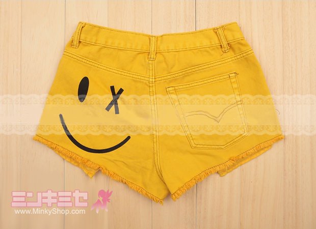 Smiley Face Denim Shorts