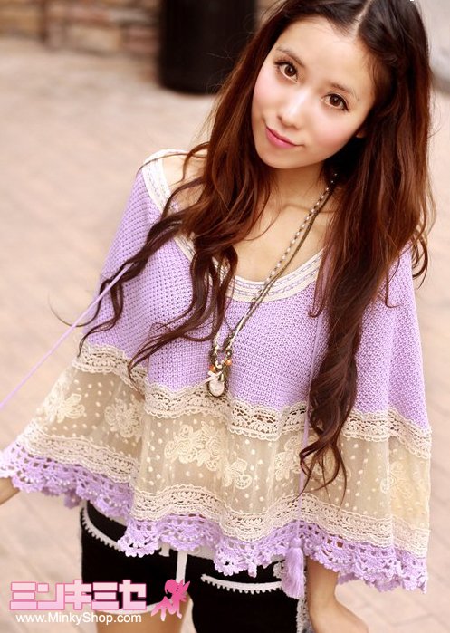 Snidel Crochet Embroidered Knitted Cape