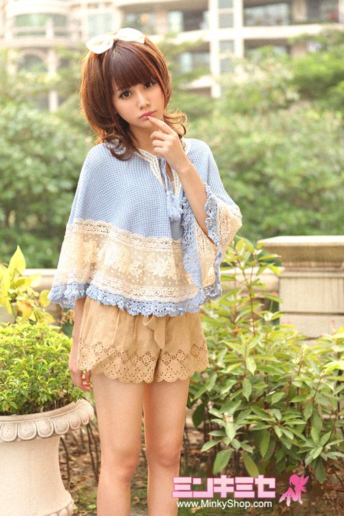 Snidel Crochet Embroidered Knitted Cape