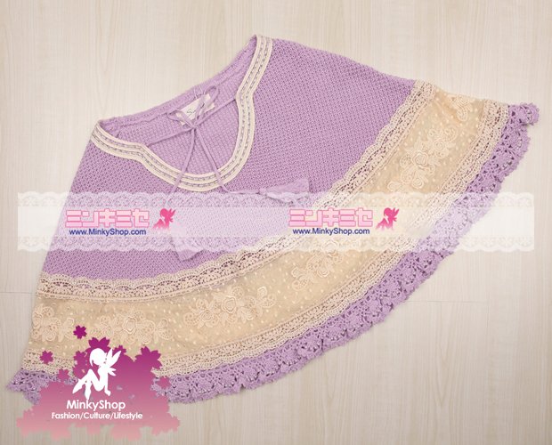 Snidel Crochet Embroidered Knitted Cape