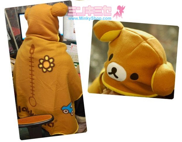 Rilakkuma Otaku Hooded Cape Blanket Shawl