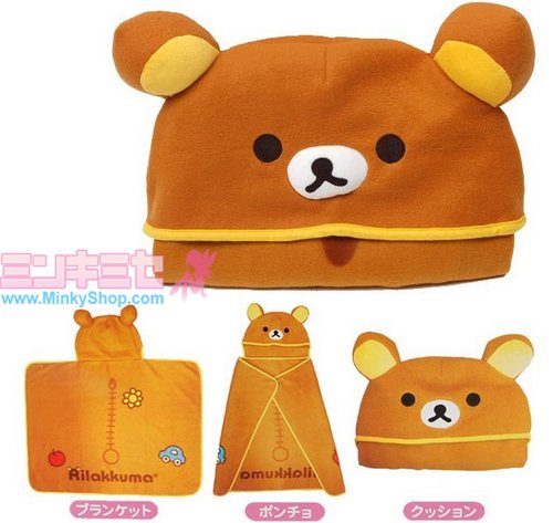 Rilakkuma Otaku Hooded Cape Blanket Shawl