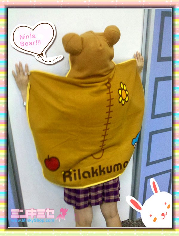 Rilakkuma Otaku Hooded Cape Blanket Shawl