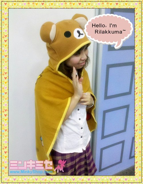 Rilakkuma Otaku Hooded Cape Blanket Shawl